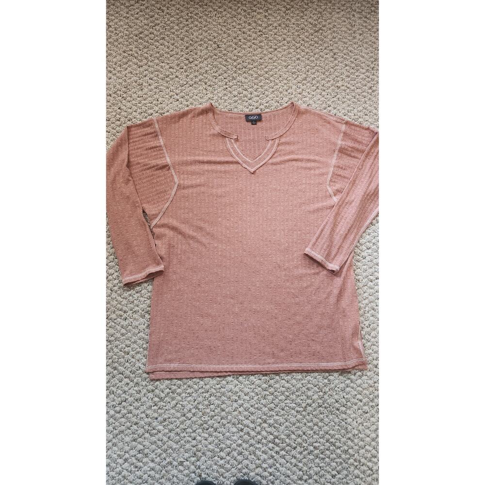 GiGiO Womens Large  V-Neck Long Sleeve Top - Picture 3 of 7